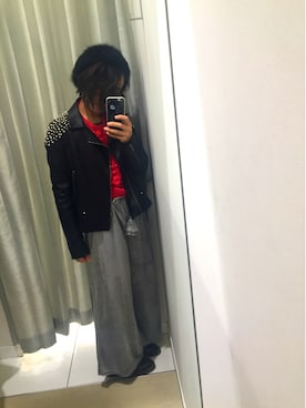 「ベレー帽推奨委員会」｜「アイテム（ライダースジャケット）」を使った、サオルさん（レディース・153cm）の冬コーディネート