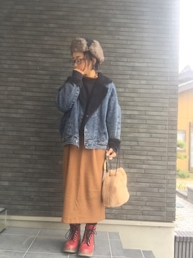 「selectshop moca（セレクトショップモカ）のアイテム」を使った、サオルさん（レディース・153cm）の冬コーディネート