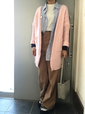 「ストライブシャツ」｜サオルさん（レディース・153cm）の冬コーディネート