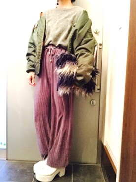 「ファークラッチ」｜サオルさん（レディース・153cm）の冬コーディネート