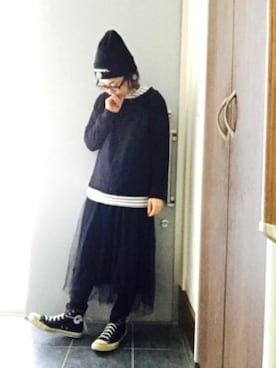 「SSUR（サー）のアイテム（帽子）」を使った、サオルさん（レディース・153cm）の冬コーディネート