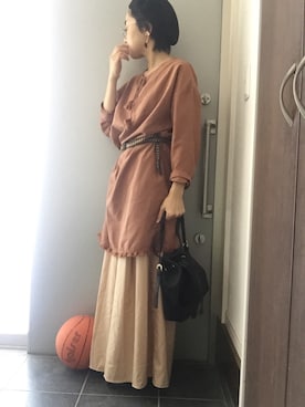 「フリンジブラウス」｜サオルさん（レディース・153cm）の夏コーディネート