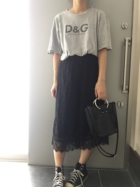 「D&G（ディーアンドジー）のアイテム（スウェット）」を使った、サオルさん（レディース・153cm）の夏コーディネート