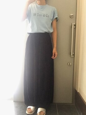 「88TEES（エイティーエイティーズ）のアイテム（Tシャツ/カットソー）」を使った、サオルさん（レディース・153cm）の夏コーディネート
