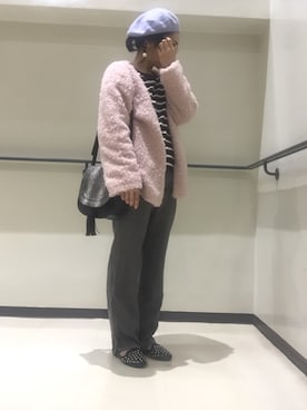 「ベレー帽推奨委員会」｜「アイテム（ノーカラージャケット）」を使った、サオルさん（レディース・153cm）の秋コーディネート