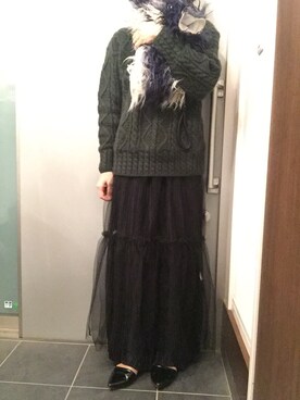 「ファークラッチ」｜「アイテム（ワンピース/ドレス）」を使った、サオルさん（レディース・153cm）の冬コーディネート