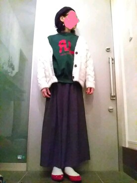 「ベレー帽推奨委員会」｜「アイテム（スウェット）」を使った、サオルさん（レディース・153cm）の冬コーディネート