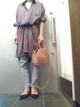 「丸バッグ」｜サオルさん（レディース・153cm）の夏コーディネート
