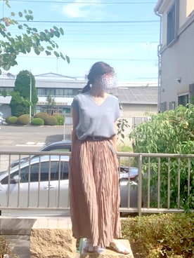「B.L.U.E（ビーエルユーイー）のアイテム（サンダル）」を使った、kiiさん（レディース・154cm）の夏コーディネート