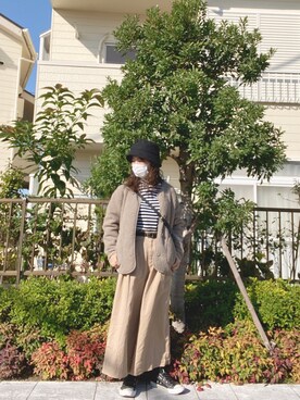 「H&M（エイチ・アンド・エム）のアイテム（ハット）」を使った、kiiさん（レディース・154cm）の秋コーディネート