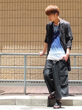 「KMRii」｜「アイテム（ステンカラーコート）」を使った、motohisaさん（メンズ・176cm）の春コーディネート