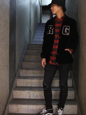 「roar（ロアー）のアイテム（ジャケット/アウター）」を使った、motohisaさん（メンズ・176cm）の秋コーディネート