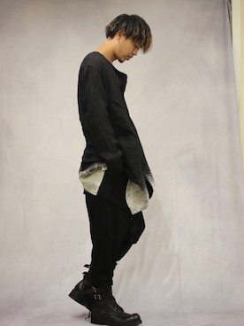 「KMRii（ケムリ）のアイテム（ブーツ）」を使った、motohisaさん（メンズ・176cm）の秋コーディネート