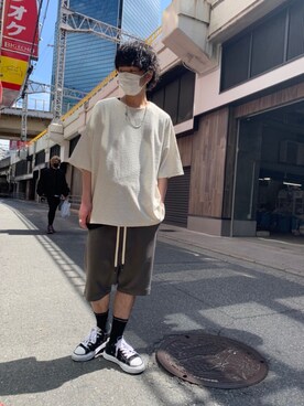 「ISAMU KATAYAMA BACKLASH（イサムカタヤマバックラッシュ）のアイテム（Tシャツ/カットソー）」を使った、motohisaさん（メンズ・176cm）の春コーディネート
