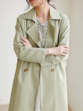 「アイテム（トレンチコート、グリーン系）」を使った、Nanaさん（レディース・163cm）の冬コーディネート