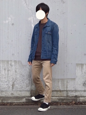 「417 EDIFICE（フォーワンセブンエディフィス）のアイテム（チノパンツ）」を使った、suiさん（メンズ・156cm）の秋コーディネート