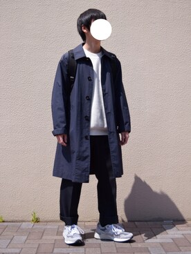 「アイテム（ステンカラーコート）」を使った、suiさん（メンズ・156cm・20代）の春コーディネート
