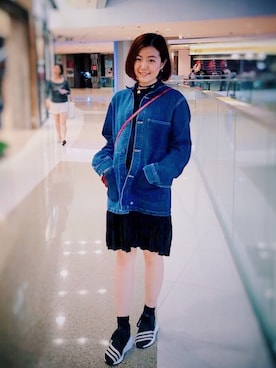 「White Mountaineering」｜「アイテム（デニムジャケット）」を使った、Miiさん（レディース・159cm）の夏コーディネート
