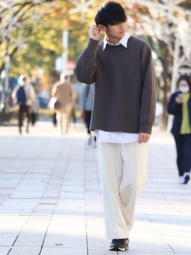 「WYM LIDNM（ウィム バイ リドム）のMILANO RIB HEAVY WEIGHT PO KNIT（ニット/セーター）」を使った、やーこん🦊︎︎︎︎︎︎︎︎︎︎︎︎☑︎さん（メンズ・172cm）の秋コーディネート