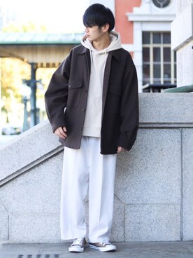 「Adoon plain（アドーンプレーン）のアイテム（パンツ）」を使った、やーこん🦊︎︎︎︎︎︎︎︎︎︎︎︎☑︎さん（メンズ・172cm・20代）の秋コーディネート