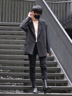 「GU（ジーユー）の（GU）スキニーフィットジーンズ（MEN ⁄ ジーンズ）」を使った、やーこん🦊︎︎︎︎︎︎︎︎︎︎︎︎☑︎さん（メンズ・172cm）の冬コーディネート