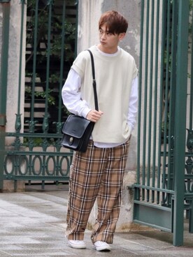 「DEVICE（デバイス）の【WEARISTA こーせ ×DEVICE コラボ】Rename フロントバックル ショルダーバッグ（ショルダーバッグ）」を使った、やーこん🦊︎︎︎︎︎︎︎︎︎︎︎︎☑︎さん（メンズ・172cm）の春コーディネート