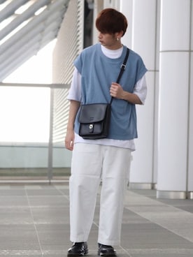 「DEVICE（デバイス）の【WEARISTA こーせ ×DEVICE コラボ】Rename フロントバックル ショルダーバッグ（ショルダーバッグ）」を使った、やーこん🦊︎︎︎︎︎︎︎︎︎︎︎︎☑︎さん（メンズ・172cm）の春コーディネート