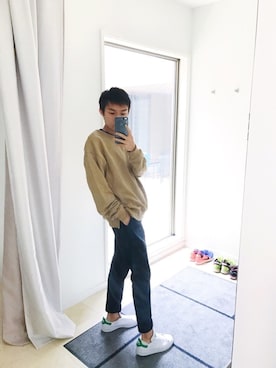 「adidas Originals（アディダスオリジナルス）のアイテム（スニーカー、ホワイト系）」を使った、NICOCHANさん（メンズ・168cm）の春コーディネート