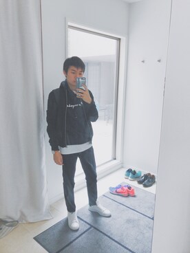 「TOPMAN（トップマン）のアイテム（ブルゾン）」を使った、NICOCHANさん（メンズ・168cm）の春コーディネート
