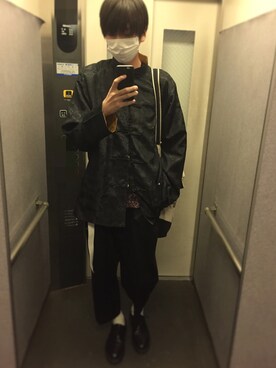 「古着のチャイナドレス（その他アウター、ブラック系）」を使った、じゅん（フォロバします😎）さん（メンズ・187cm）の春コーディネート