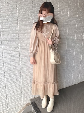 「flower」｜「アイテム（アクセサリー）」を使った、おぴよさん（レディース・157cm）の冬コーディネート