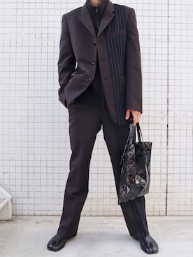 「足袋」｜「アイテム（スリッポン）」を使った、がやさん（メンズ・180cm）の冬コーディネート