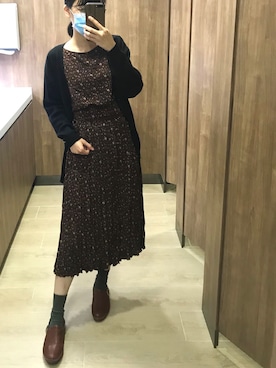 「アイテム（ドレス、ブラウン系）」を使った、poyanwongさん（レディース・168cm）の秋コーディネート