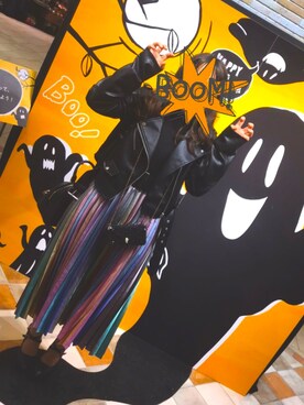 「stradivarius（ストラディバリウス）のアイテム（ライダースジャケット）」を使った、sykkkkkさん（レディース・151cm）の秋コーディネート
