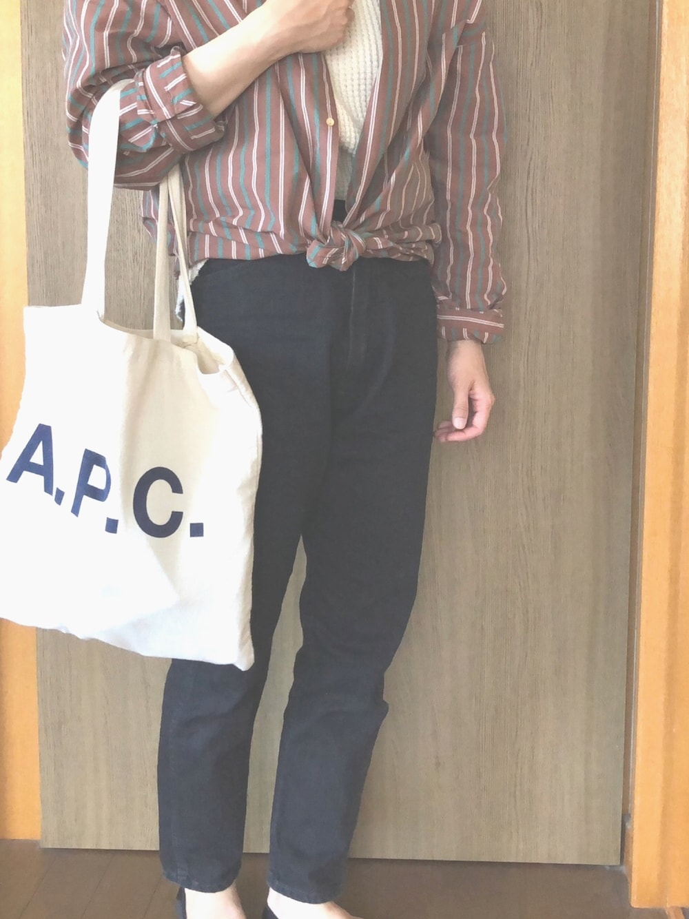 6 ROKU STRIPE LONG CUFFS SHIRTS ロクヨンクロス 6 (ROKU) - 6 ROKU STRIPE LONG CUFFS SHIRTS ロクヨンクロスの
