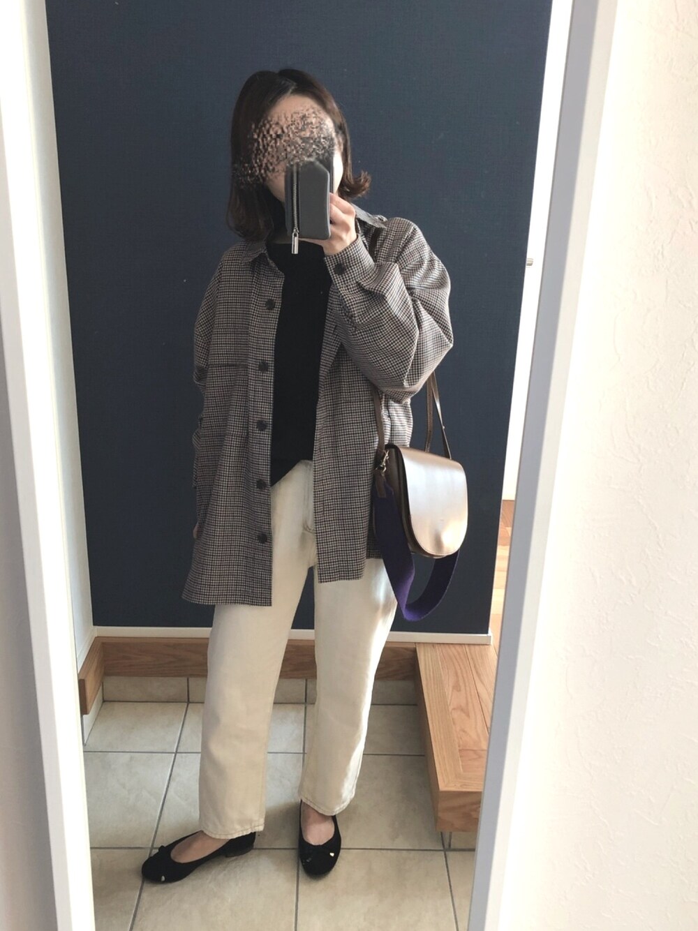 「カジュアル、秋コーデ、チェック、大人コーデ、ootd、お洒落さんとつながりたい、低身長、シンプル、シンプルコーデ、きれいめカジュアル」｜「B:MING by BEAMSのビーミング by ビームス / チェックシャケット 18AW（シャツ/ブラウス、その他）」を使った、てむ✱✱さん（レディース・149cm）の秋コーディネートの1枚目の写真