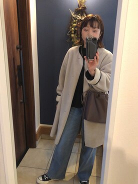 「JOURNAL STANDARD relume（ジャーナルスタンダード　レリューム）のアイテム（ムートンコート）」を使った、てむ✱✱さん（レディース・149cm）の冬コーディネート