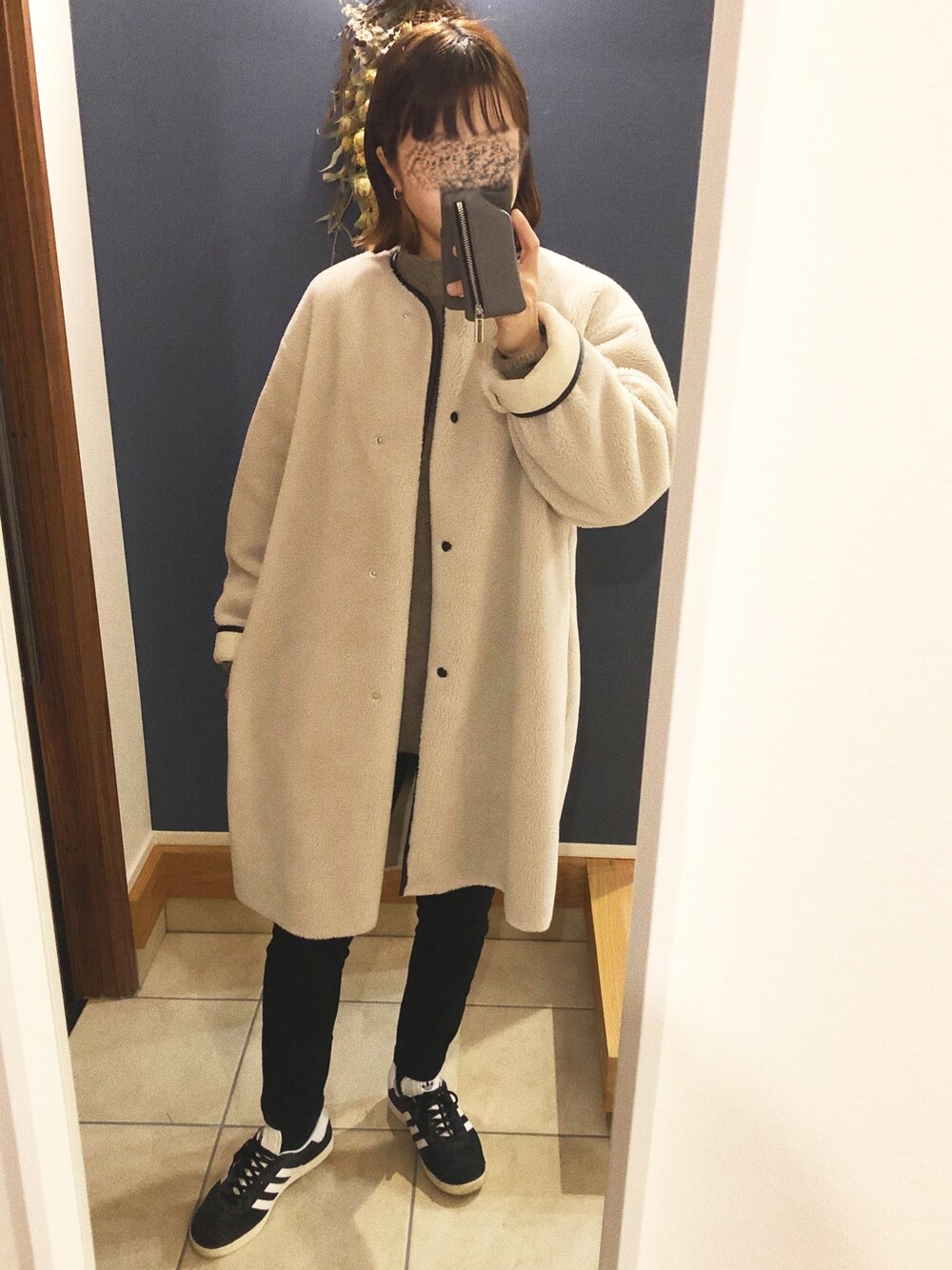 「カジュアルコーデ、シンプルコーデ、オトナカジュアル、outfit、スキニーデニム、低身長コーデ、低身長、ootd、冬コーデ、シンプル」｜「COHINAのアイテム（パンツ、ブラック系）」を使った、てむ✱✱さん（レディース・149cm）の冬コーディネートの1枚目の写真