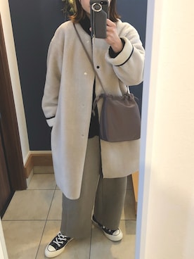 「JOURNAL STANDARD relume（ジャーナルスタンダード　レリューム）のアイテム（ムートンコート）」を使った、てむ✱✱さん（レディース・149cm）の冬コーディネート