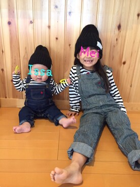 「きょうだいコーデ」｜「アイテム（サロペット/オーバーオール）」を使った、MeIssaさん（キッズ・120cm）の秋コーディネート