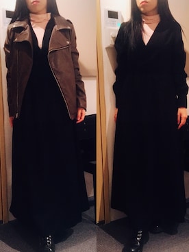 「AS KNOW AS PINKY（アズノゥアズピンキー）のアイテム（ライダースジャケット）」を使った、みさん（レディース・152cm）の春コーディネート