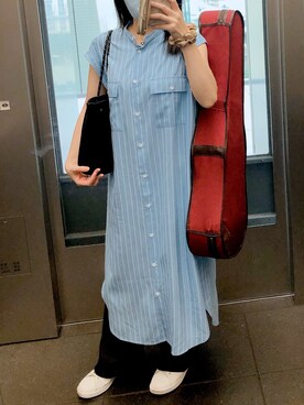 「coca（coca）（コカ）のアイテム（シャツワンピース）」を使った、みさん（レディース・152cm）の夏コーディネート