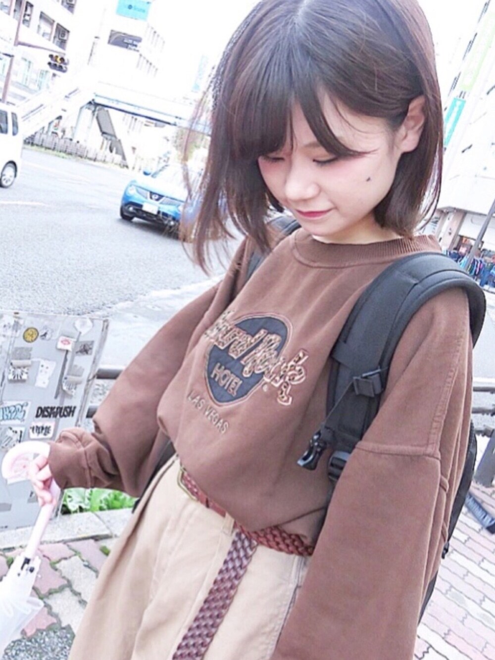 「スポーツMIX'18秋、秋色、カジュアルコーデ、パンツスタイル、ootd、おしゃれさんと繋がりたい、ラフ、古着、古着MIX、秋コーデ」｜「YOUSEDのアイテム（スウェット、ブラウン系）」を使った、ぴんさん（レディース・156cm）の秋コーディネートの1枚目の写真