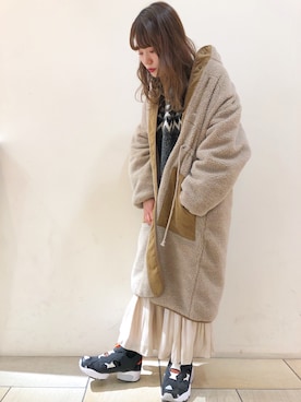 「w closet（ダブルクローゼット）のアイテム（その他アウター）」を使った、harumi ootukaさん（レディース・153cm）の冬コーディネート
