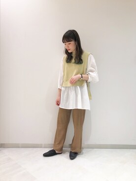 「透かし編みニット」｜harumi ootukaさん（レディース・153cm）の春コーディネート