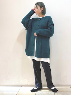 「Alley by w closet（アリーバイダブルクローゼット）の【Alley】ヘリンボーン柄ニットプルオーバー（ニット/セーター）」を使った、harumi ootukaさん（レディース・153cm）の秋コーディネート