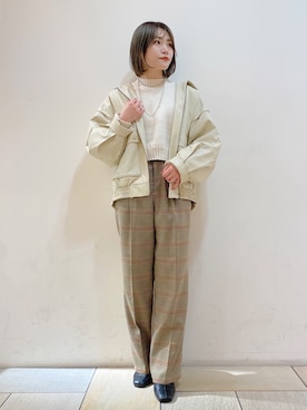 「w closet（ダブルクローゼット）のスクエアトゥブーツ（ブーツ）」を使った、harumi ootukaさん（レディース・153cm）の秋コーディネート