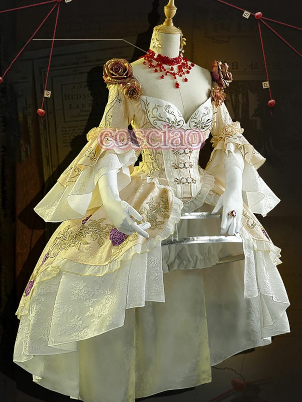 「ドレス、コスプレ、血祭り、コスプレ衣装、第五人格、IdentityV、血の女王」｜「第五人格 血の女王 血祭り コスプレ衣装 スキン衣装 IdentityV ドレス 通販（ドレス、ホワイト系）」を使った、茶緒さん（レディース・167cm）の秋コーディネートの1枚目の写真
