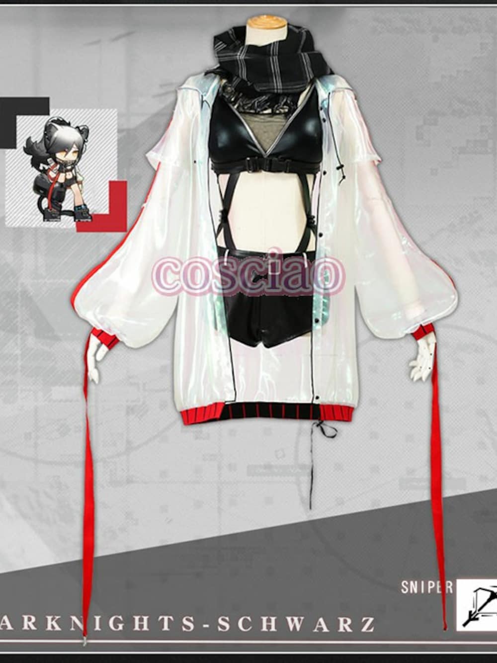 「コスプレ、ブラトップ、エロかっこいい、アークナイツ、シュヴァルツ」｜「アークナイツ シュヴァルツ コスプレ衣装 エロかっこいい コスチューム服 通販（その他トップス、ブラック系）」を使った、茶緒さん（レディース・167cm）の春コーディネートの1枚目の写真