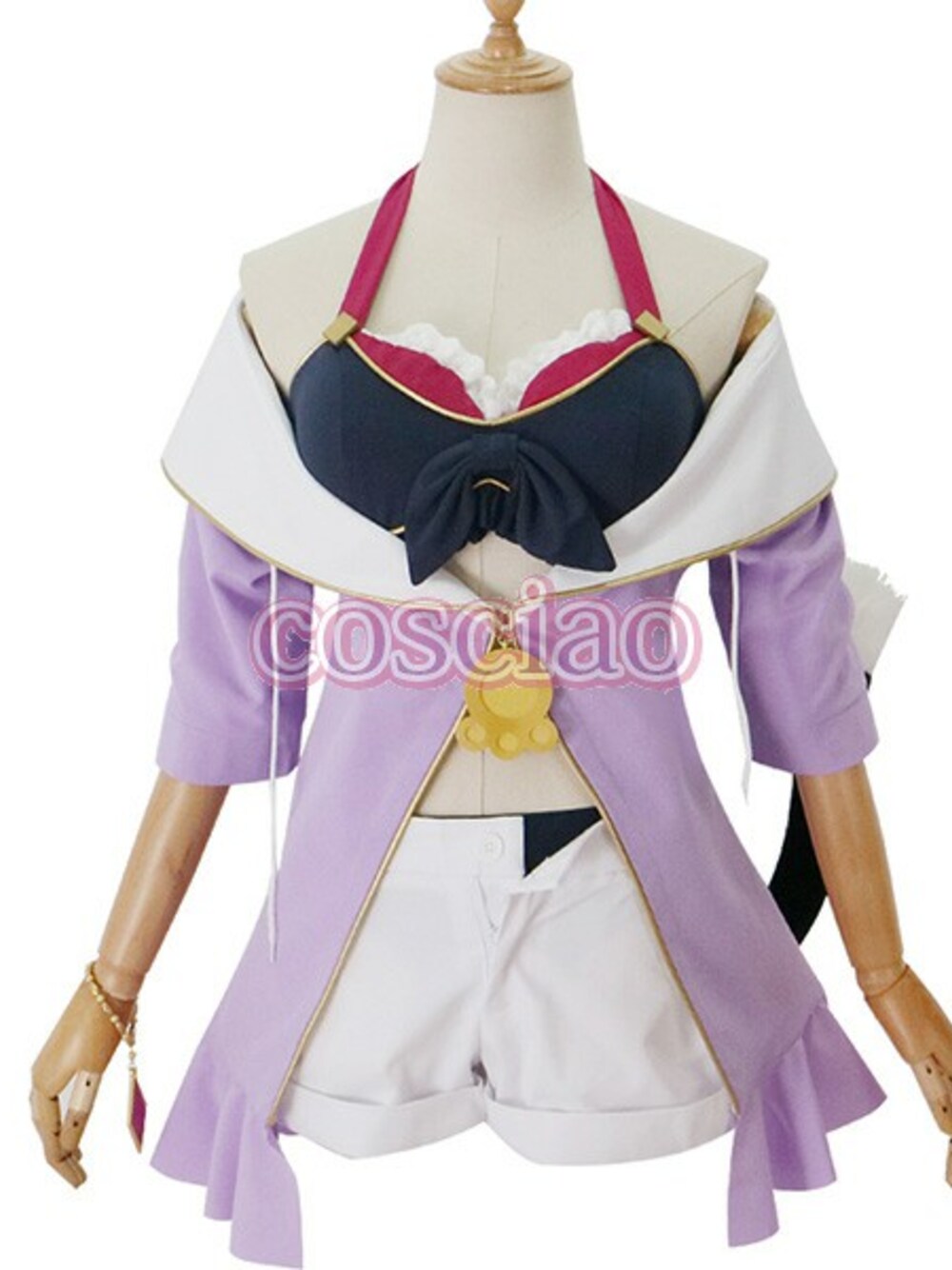 「コスプレ、水着、プリコネR、プリンセスコネクト!Re:Dive、キャル」｜「プリコネR 水着キャル（サマー） コスプレ衣装 通販 かわいい 獣耳付き サングラス（水着、パープル系）」を使った、茶緒さん（レディース・167cm）の夏コーディネートの1枚目の写真